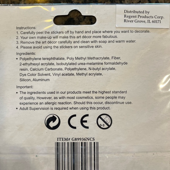 Face Art Sequin FAIRY & LEOPARD. Peel off and stick on.  NWT Halloween - Picture 4 of 6